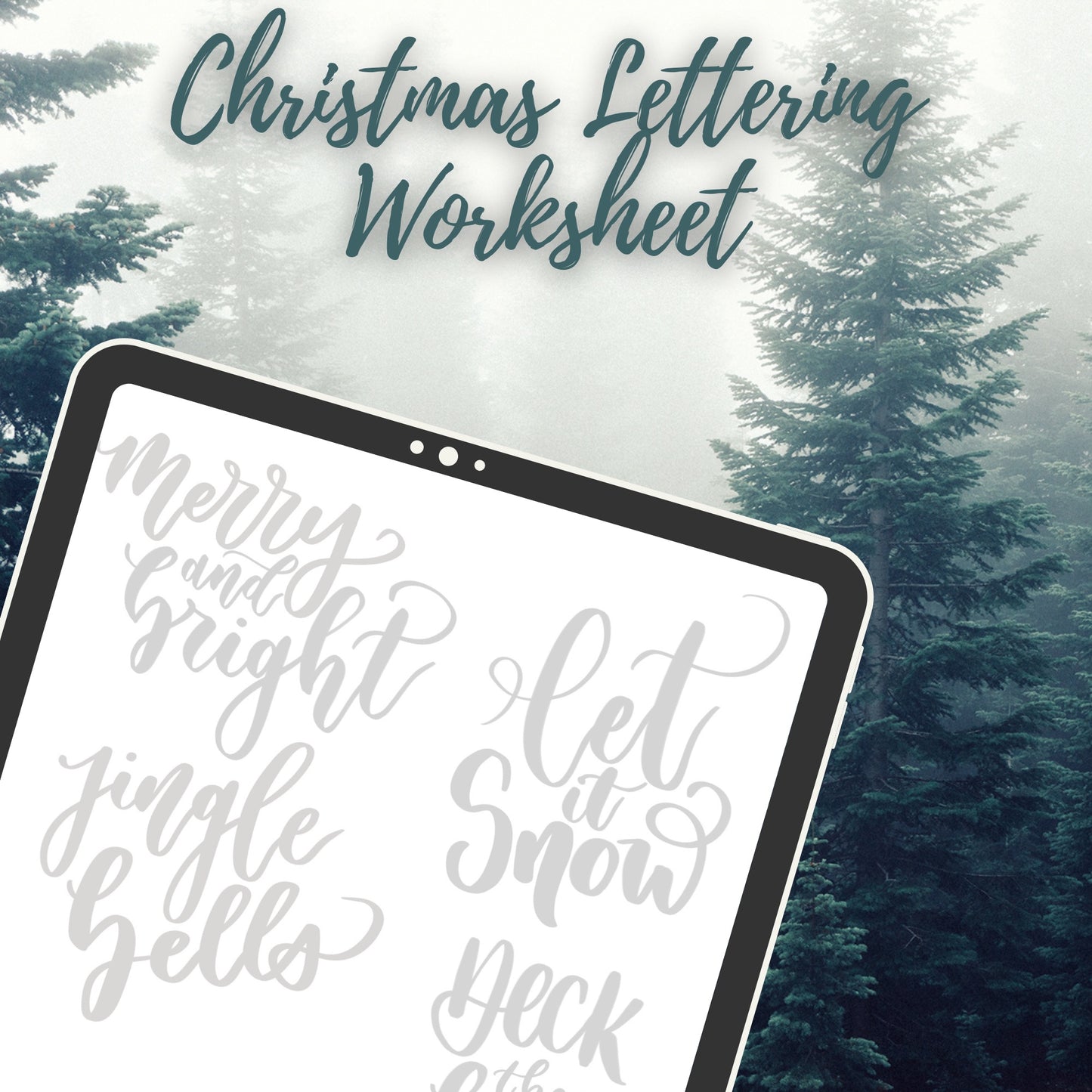 Christmas Lettering Worksheet - Digital Download