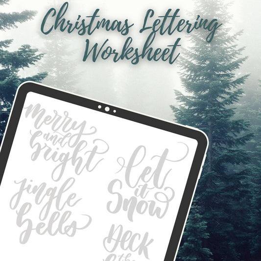 Christmas Lettering Worksheet - Digital Download