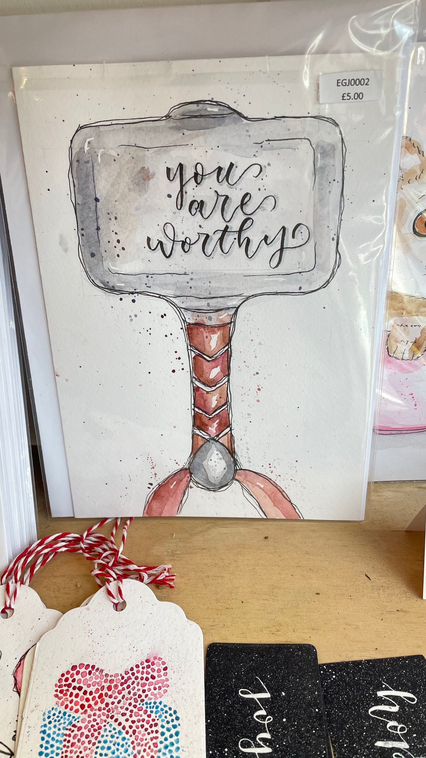 You Are Worthy Greeting Card - Thor's Hammer Mjolnir