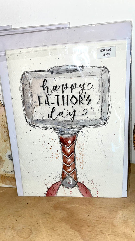 Happy Fa-Thor's Day Card - Mjolnir