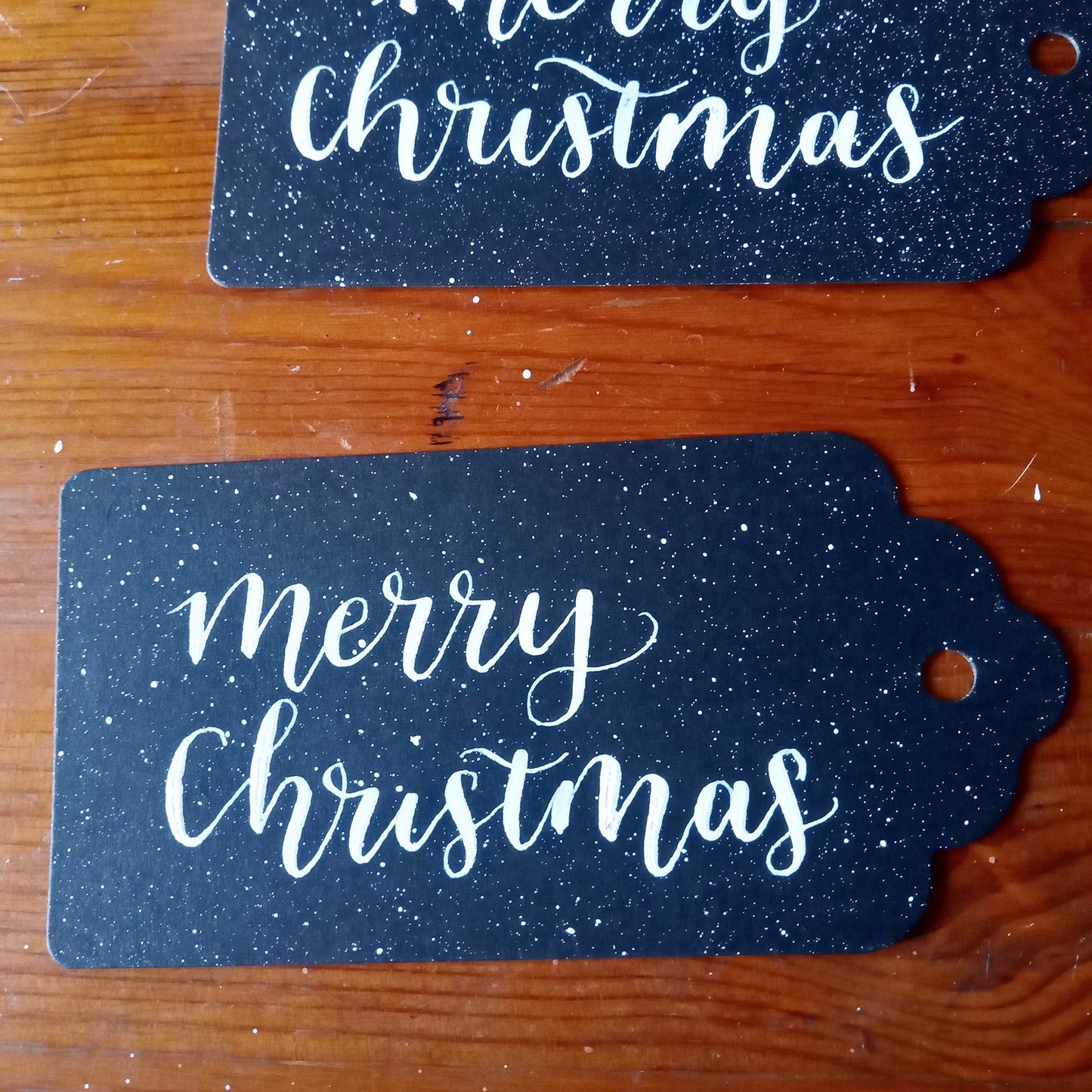 Merry Christmas Gift Tag - Gold or White on Black Card