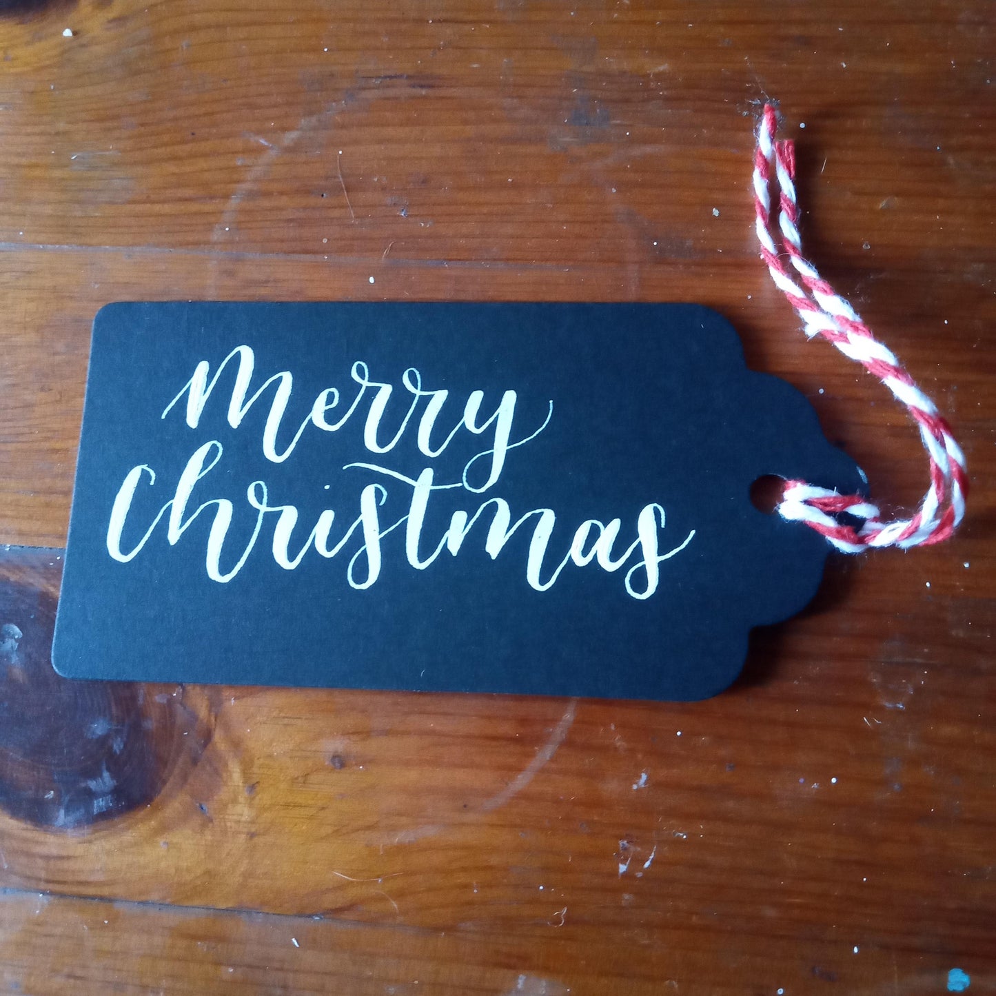 Merry Christmas Gift Tag - Gold or White on Black Card