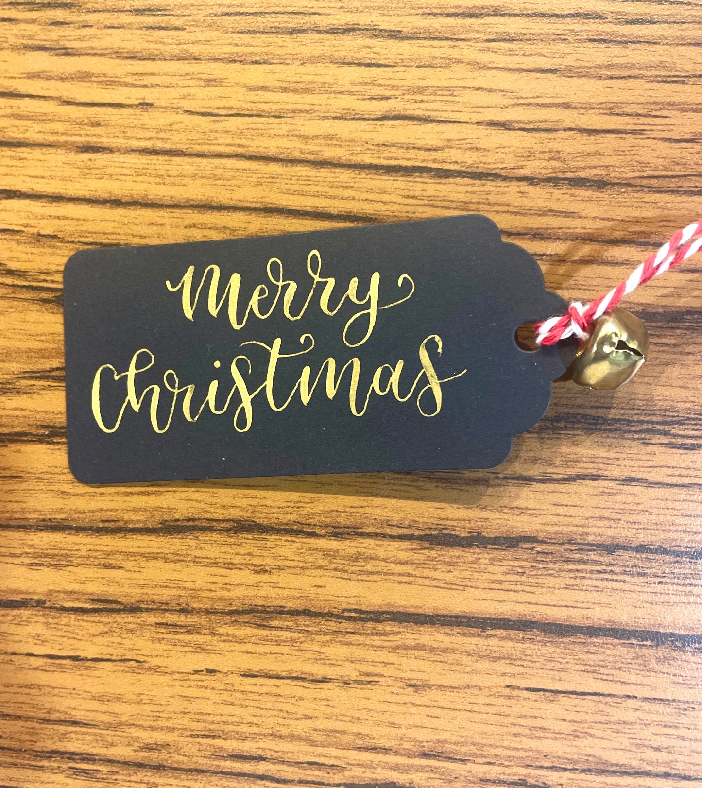 Merry Christmas Gift Tag - Gold or White on Black Card